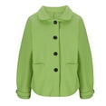 thumbnail image 4 of TFEOQRY Women's Casual Woolen Overcoat Jackets Fashion Long Sleeve Solid Color Button Coat Outwear Jacket with Pocket Green, 4 of 6