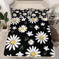 thumbnail image 2 of Homewish Black White Flower Twin Sheet Sets for Kid, Groovy Daisy Floral Twin Fitted Sheet, Kawaii Cartoon Theme Flat Sheet, Microfiber Bedroom Decor, 3pcs, 2 of 7