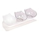 thumbnail image 2 of Cuenco inclinado para gatos, plato de comida para gatos, lavable, diseño de 3 cuencos para perros y gatitos Claro y blanco claro, 2 of 9