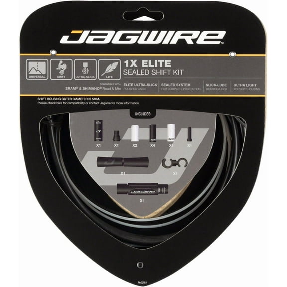 Jagwire 1x Elite Sealed Shift Cable Kit - SRAM/Shimano Polished Ultra-Slick Cables BLK
