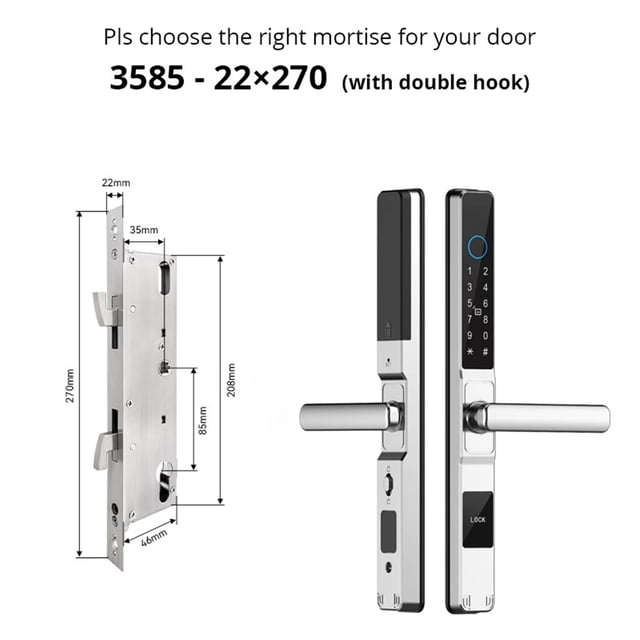 Waterproof Smart Door Lock Fingerprint APP Password RFID Card Keyless Digital Electronic Lock Aluminum/s Sliding ,Easy Installation
