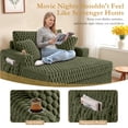 thumbnail image 5 of ATHOPE 53"W Oversized Chaise Lounge Chair Indoor, Corduroy Couch Chair with Pillows, Comfy Reading Chairs with Wide Arms, Upholstered Sleeper Sofa for Living Room, No Assembly Required, Green, 5 of 9