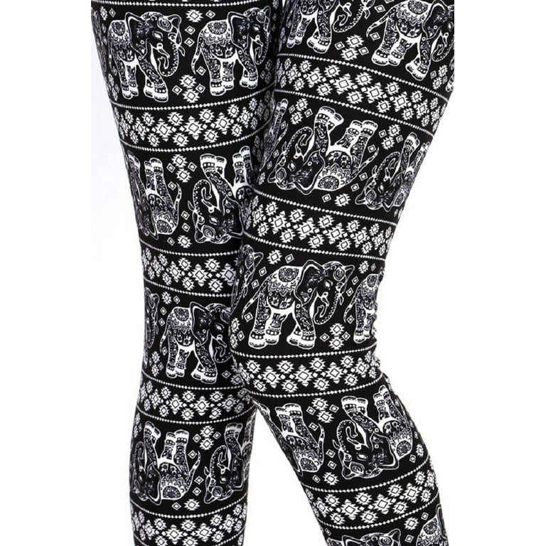 2Chique Boutique Women's Ultra Soft Abstract Elephant Printed High Waisted  Leggings One Size