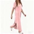 thumbnail image 5 of YHAJDS Short Sleeve V-Neck Dress for Women Solid Color Casual Summer Pocket T Shirt Style, 5 of 5