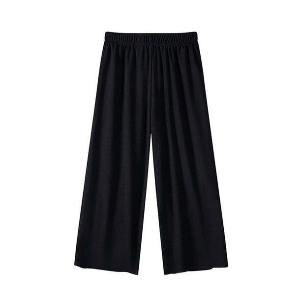Odeerbi 2-11 Años Niñas Pantalón Largo de Seda de Verano Color Sólido Con Cintura Elástica