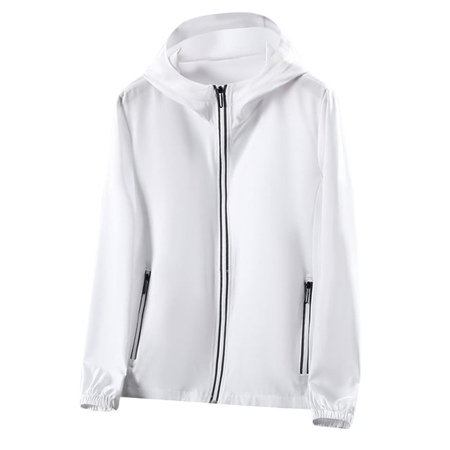 Weiqiqre Mens Lightweight Running Jacket Sun Protection Top Solid Color Long Sleeved Hooded Top