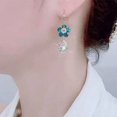 thumbnail image 5 of Pendientes de aro de cristal con flores a la moda, pendientes colgantes para mujer, joyería de boda, regalo 2022 JM, 5 of 5