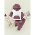 thumbnail image 2 of Mialoley Baby Girls Boys Autumn Outfit Sets Long Sleeve Patchwork Hoodie + Solid Color Drawstring Pants, 2 of 9