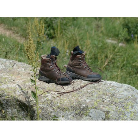 Stretch Hiking Shoes Canvas Print Shoes Mountaineering Shoes Hiking Shoes Worn Socks Stretched Canvas 10 x 14 ()