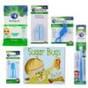 Brilliant Baby Buddy Unisex Infant Oral Care 5pc, Soft Toothbrush Set - Blue & 1 Sugar Bug Book