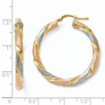 thumbnail image 3 of 925 Sterling Silver Tri Color Twisted Hinged Hoop Earrings, 3 of 7