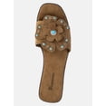 thumbnail image 4 of No Boundaries Studded Faux Suede Flower Slide Sandals, Women's, 4 of 6