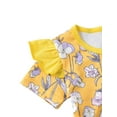 thumbnail image 5 of Baby Girls Floral Print Romper, Short Sleeve O-neck Button-up Jumpsuit, 5 of 8