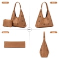 thumbnail image 5 of Montana West Hobo Bag Purses for Women Soft Slouchy Shoulder Handbags Tote with Pouch, Flower Cut-out Light Brown, 5 of 7