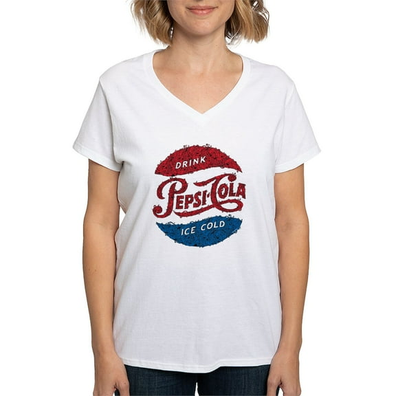 CafePress - Pepsi Logo Doodle Women's V Neck T Shirt - Womens Cotton V-Neck T-shirt