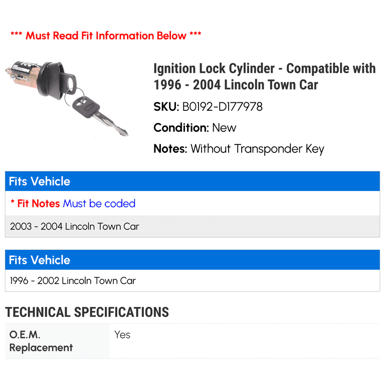 98-2002 Lincoln Town Car Transponder Automotive Key Blank-Locksmith New 98-2002 Lincoln Town Car Transponder Automotive Key Blank-Locksmith New