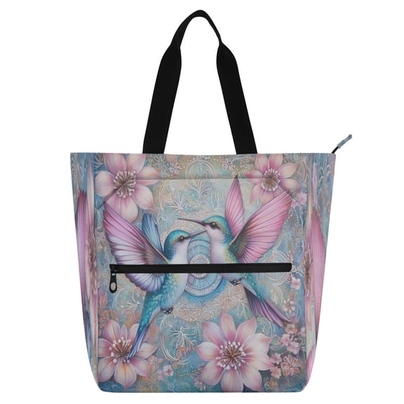 DIXRUYEE Book Tote Bag Casual Style Creatively Springtime Hummingbird Kiss Printed