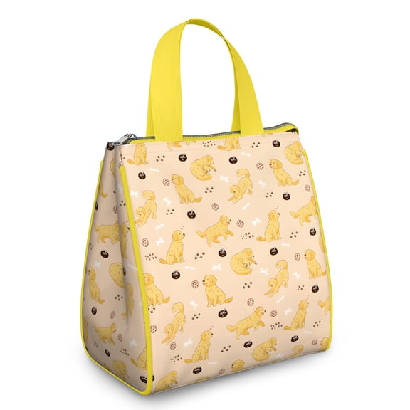 Golden Retriever Insulated Lunch Bag for Women & Adults,Large Portable Soft Cooler Lunch Bag,Thermal Food Storage Tote with Pearl Cotton,8.66L,8.75x5.75x9.5 Inch