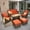 Brown Wicker, Orange Red, variant on Toject Outdoor Patio Furniture Set, All-Weather Gray Wicker Outside Furniture with 42 Inch Fire Pit Table, 7 Pieces Conversation Set with Swivel Chairs & Ottomans for Backyard Deck Garden, Denim Blue