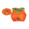 thumbnail image 1 of Babies Fashion Halloween Clothes Set Orange Classic Pumpkin Pattern Sleeveless Loose Tops and Cap, 1 of 9
