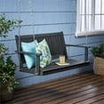 thumbnail image 6 of Afuera Living Modern / Contemporary Outdoor Aacia Wood Porch Swing in Dark Gray, 6 of 11