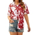 thumbnail image 4 of NFTOEIULA Women Hawaiian Floral Print Oversized Short Sleeve Shirt T-shirt, 4 of 9