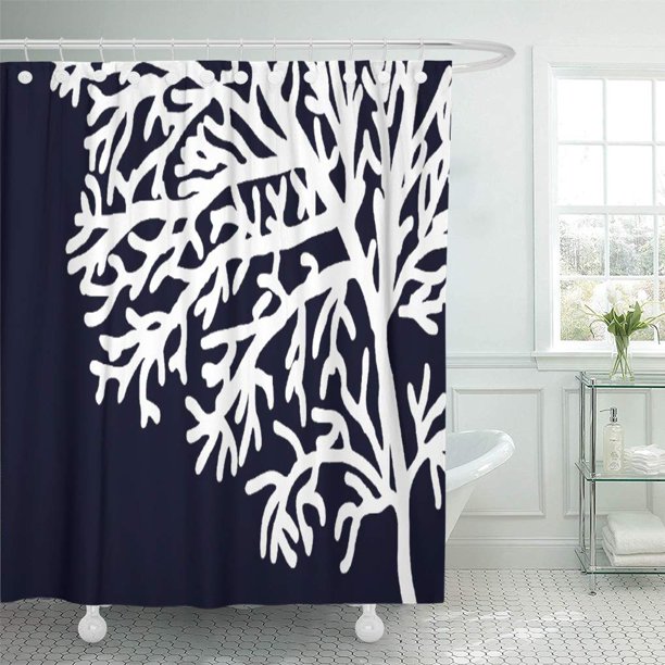 Cynlon Ocean Coral Reef Beach Nautical Sea Coastal Fresh Aqua Bathroom Decor Bath Shower Curtain 66x72 Inch Walmart Com Walmart Com