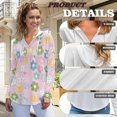 thumbnail image 6 of DISNIMO Floral Printed Sweatshirts for Women Long Sleeve Hoodies Waffle V Neck Pullover Tops Fall Winter Outfits, S, 6 of 7