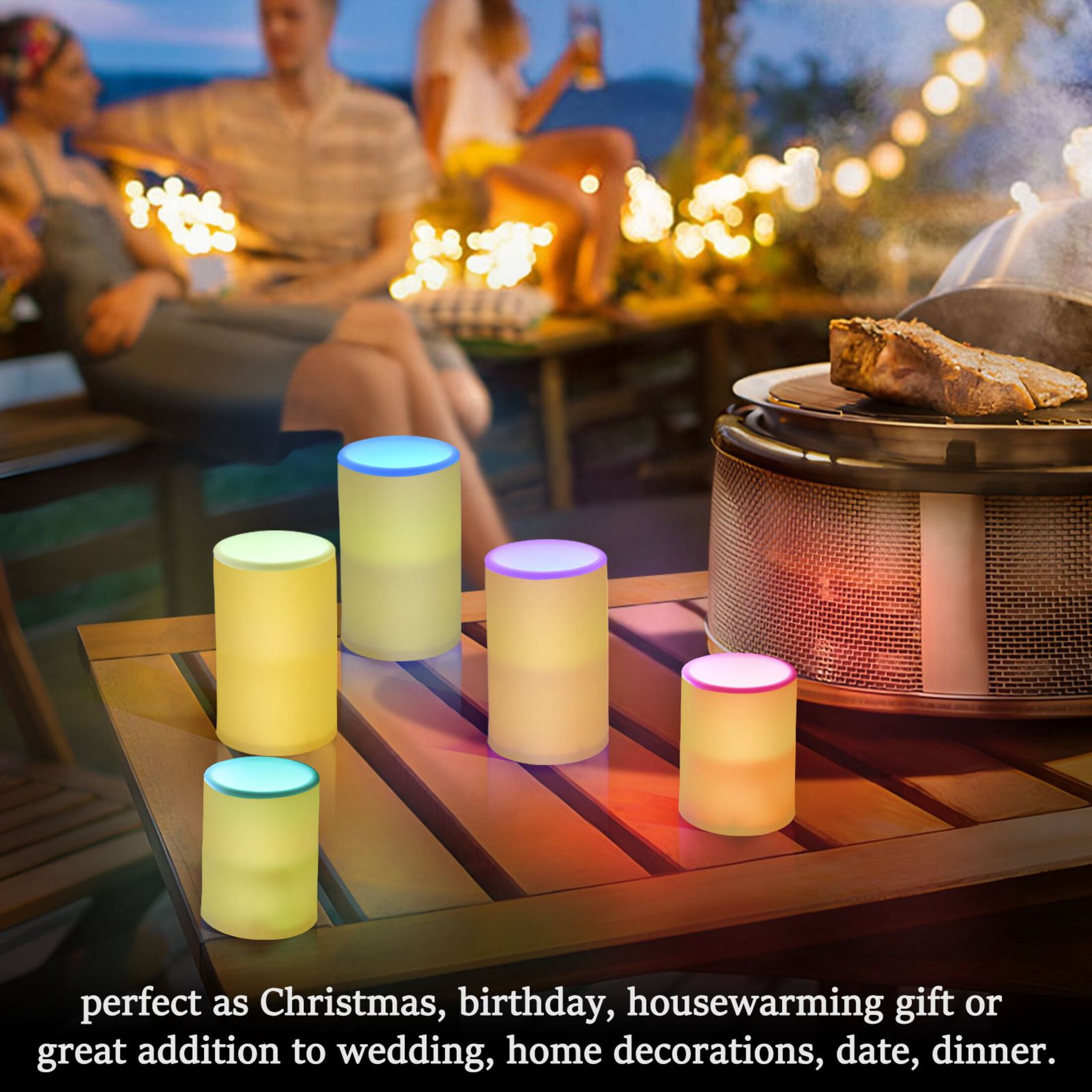 ALAZA Solid Yellow 2 PCs LED Flickering Flameless Candles with Remote Timer Battery Operated Candle