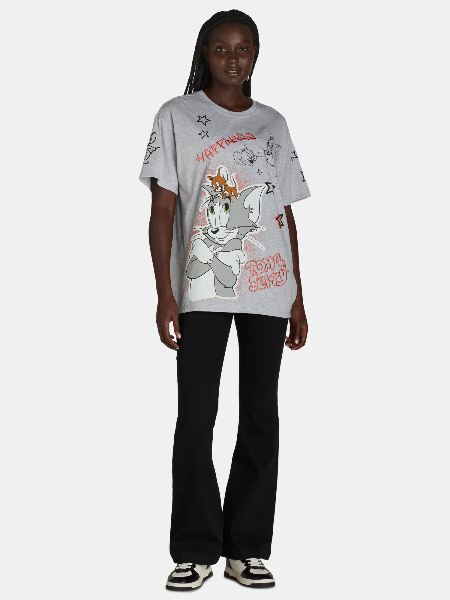 Tom and Jerry Women's Embroidered Graphic Print T-Shirt, Sizes XXS-XXL