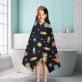 thumbnail image 6 of Space Dinosaur Pattern Hooded Bath Towel，50"x30" for Ages 3 To 12 Kids, Quick Dry Lightweight Soft Microfiber Hood Beach Towel Cover Up for Kids, 6 of 7