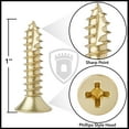 thumbnail image 4 of Cauldham Bright Brass Wood Screws #9 x 1 Inch for Door Hinges - 25 pack, 4 of 7