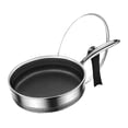 thumbnail image 4 of Sartén de acero inoxidable con tapa para cocinar wok, sartén de inducción, fácil de limpiar, resistente sartén antiadherente con forma de panal para cocina a gas 30 centimetros, 4 of 8