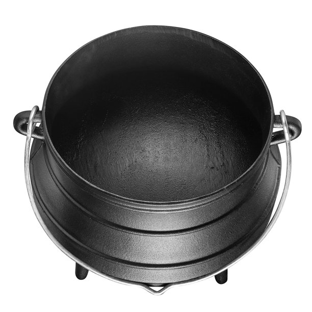 Cast Iron Pre-Seasoned Potjie African Pot With Lid, 10 Quarts