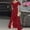 *Wine, variant on ClodeEU Women's V Neck Short Sleeve Off Shoulder Ruffle Hem Maxi Dress ,Solid Color Casual Long Dress Black,Women's Plus L