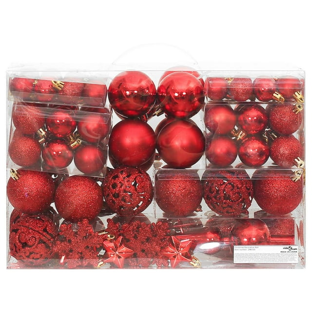 vidaXL Ensemble de 111 Boules de Noël Rouge Polystyrène