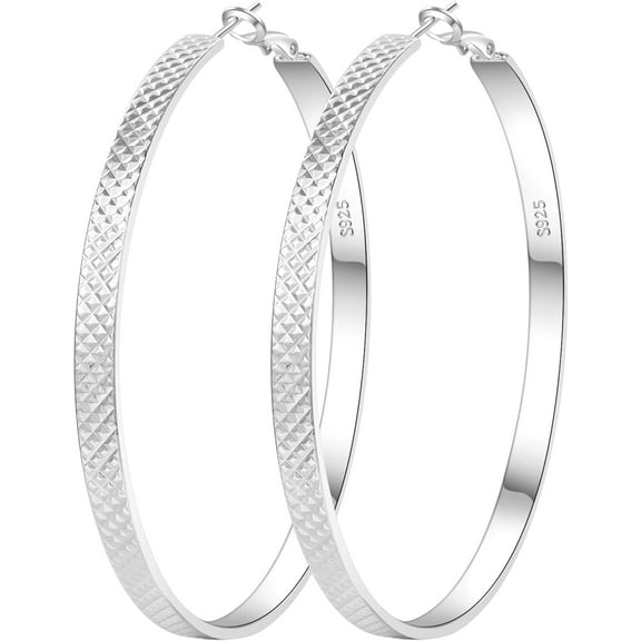 Stylish S925 Sterling Silver Hoop Earrings | Hypoallergenic Large Hoops for Women | Thick Silver Earrings | Jewelry