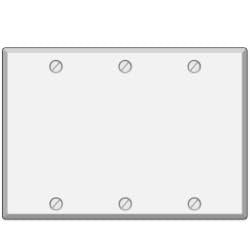 3-Gang Blank White Metal Wall Plate Cover, Made in USA, Standard Size Steel Blank Light Switch Cover, Cover Plate for Unused Outlets & Electrical Boxes, Matching Screws