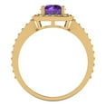 thumbnail image 4 of Clara Pucci 14K Yellow Gold Solid Gold Amethyst Halo Anniversary Ring for Women - 1.335 cttw Round Cut, 4 of 8