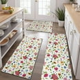 thumbnail image 2 of White Colorful Flower Leaf Pattern Kitchen Rugs Sets Of 3,Kitchen Runner Rugs Non Skid Washable,Decorative Kitchen Floor Mats for Kitchen,Sink,Laundry,17"x30"+ 17"x47" + 17"x59", 2 of 6
