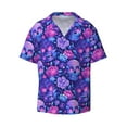thumbnail image 3 of Balery blue Skull purple flower1 Men's Casual Button Down Shirt Short Sleeve Textured Summer Cuban Beach Shirts-4X-Large, 3 of 7