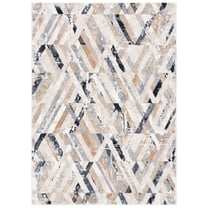 SAFAVIEH Coppertone Amara Geometric Area Rug, Ivory/Navy, 6'7" x 6'7" Round