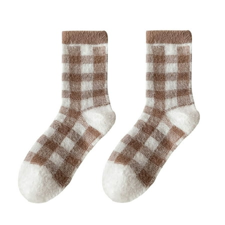 

kpoplk Socks For Women Christmas Autumn And Winter Imitation Mink Plush Socks Women Middle Tube Socks AAnimal Sleep Socks Soft(White)