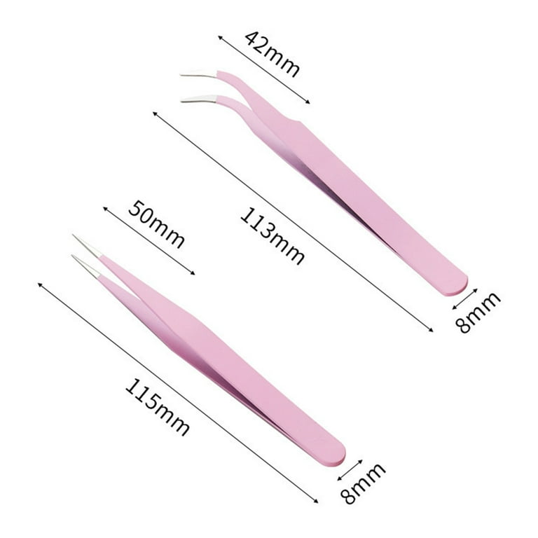 Hesroicy 2-Pack Metal Tweezers for Versatile Use in DIY Projects, Nail Art,  and Sticker Application - Straight and Curved Tips for Precise Picking 