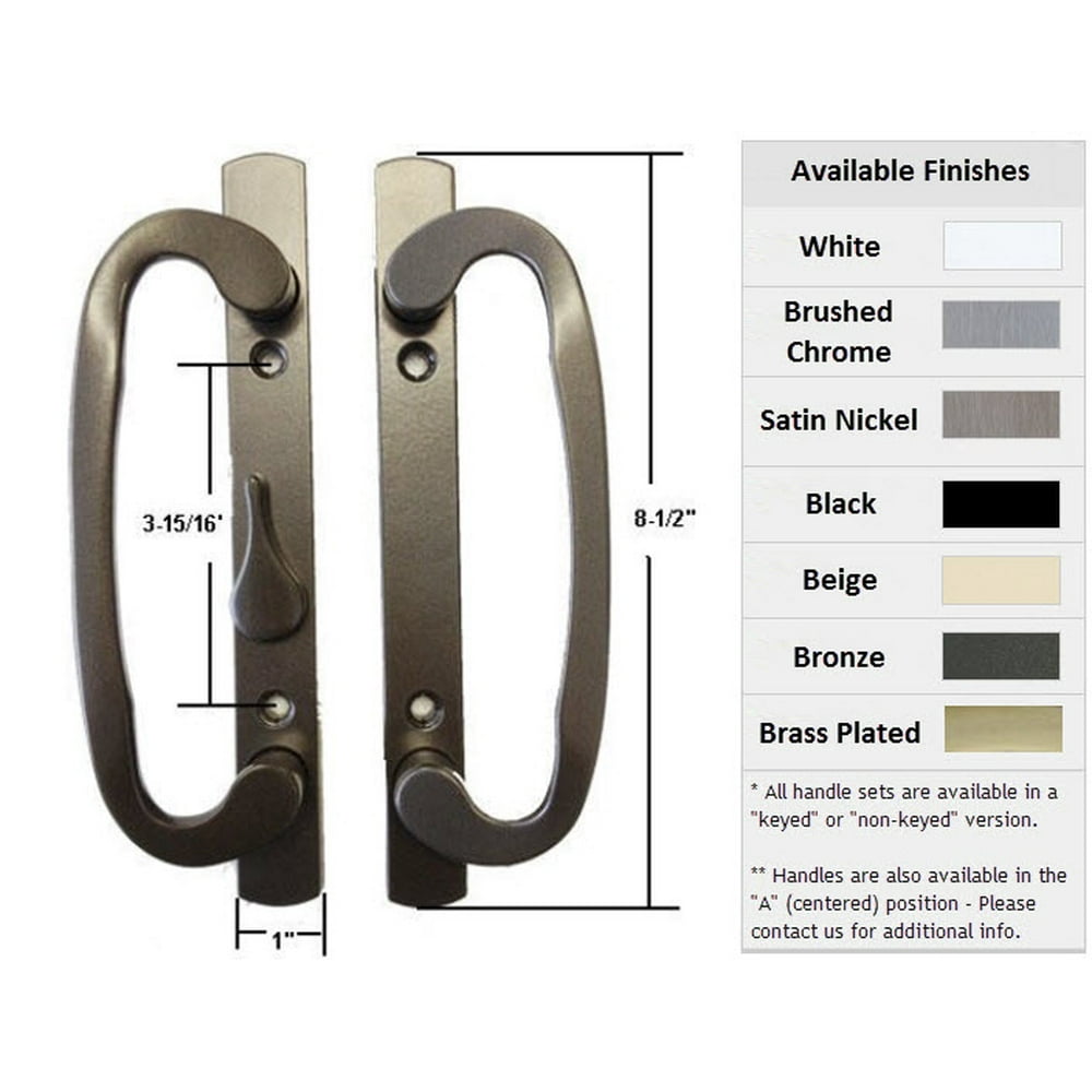 Sliding Glass Patio Door Handle Set, Mortise Type, BPosition, Latch