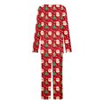 thumbnail image 4 of qolati Christmas Pajamas for Women Set 2 Piece Lounge Outfits Cute Santa Claus Print Long Sleeve Half Button Henley Pleated Sleepwear Long Pant Pjs Sets Red S, 4 of 5