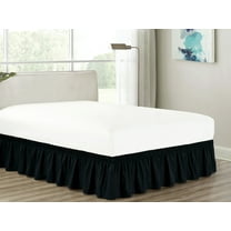 Heavy Duty Elastic Wrap-Around 18" Drop Dust Ruffled Bed Skirt Cover Black King