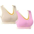 thumbnail image 4 of Lovskoo 2Pc Women's Sports Bra Lace Cami Bra Wireless Tank Top Bra Comfortable Everyday Bras For Women Leisure Beige, 4 of 9