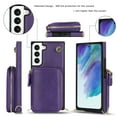 thumbnail image 3 of SaniMore for Samsung Galaxy S24 Ultra Case with Back Zipper Wallet Flip Kicktsand Crossbody Shoulder Strap Retro PU Leather Wear-resistant Shockproof Anti-drop Cover for Girls Women, Purple, 3 of 9