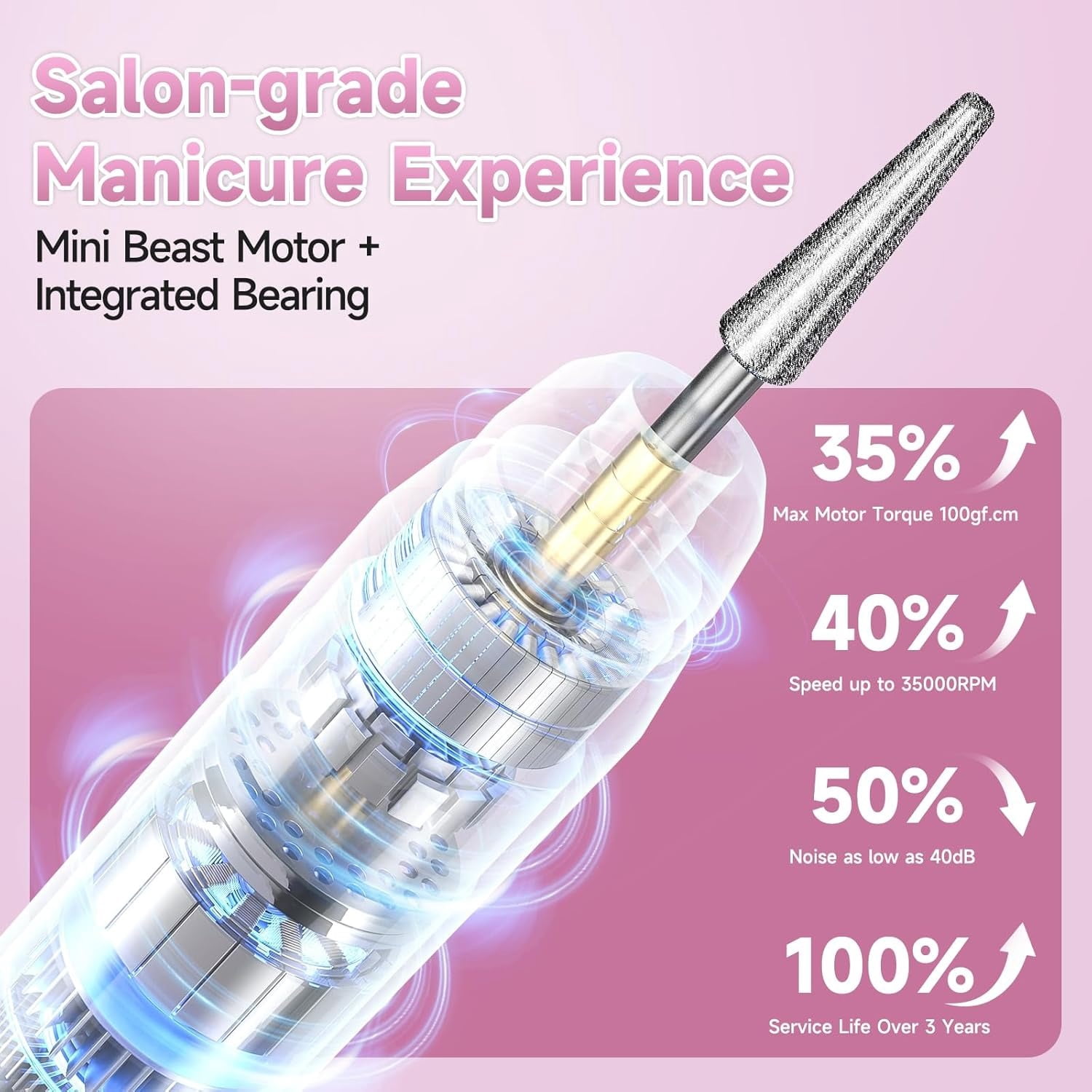 Cordless Electric Nail Drill, 35,000 RPM Rechargeable Nail Drill Machine with 12 Nail Drill Bits, Portable Electric Nail File with LCD Display for Acrylic and Gel Nails, Manicure & Pedicure, Gray